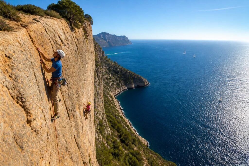 découvrez les sensations fortes de l'escalade à cap canaille, un site unique offrant des vues imprenables sur la méditerranée. parfait pour les amateurs d'aventure et de nature.