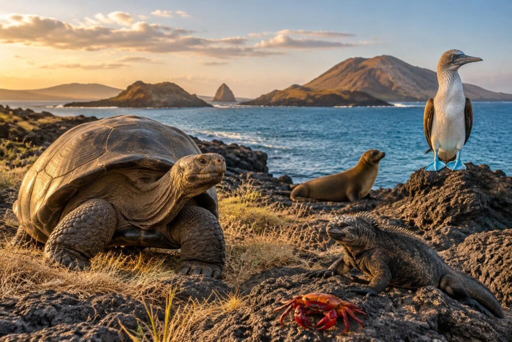 découvrez la faune emblématique des galápagos : tortues géantes, iguanes marins, lions de mer et fous à pieds bleus à observer dans leur habitat naturel.